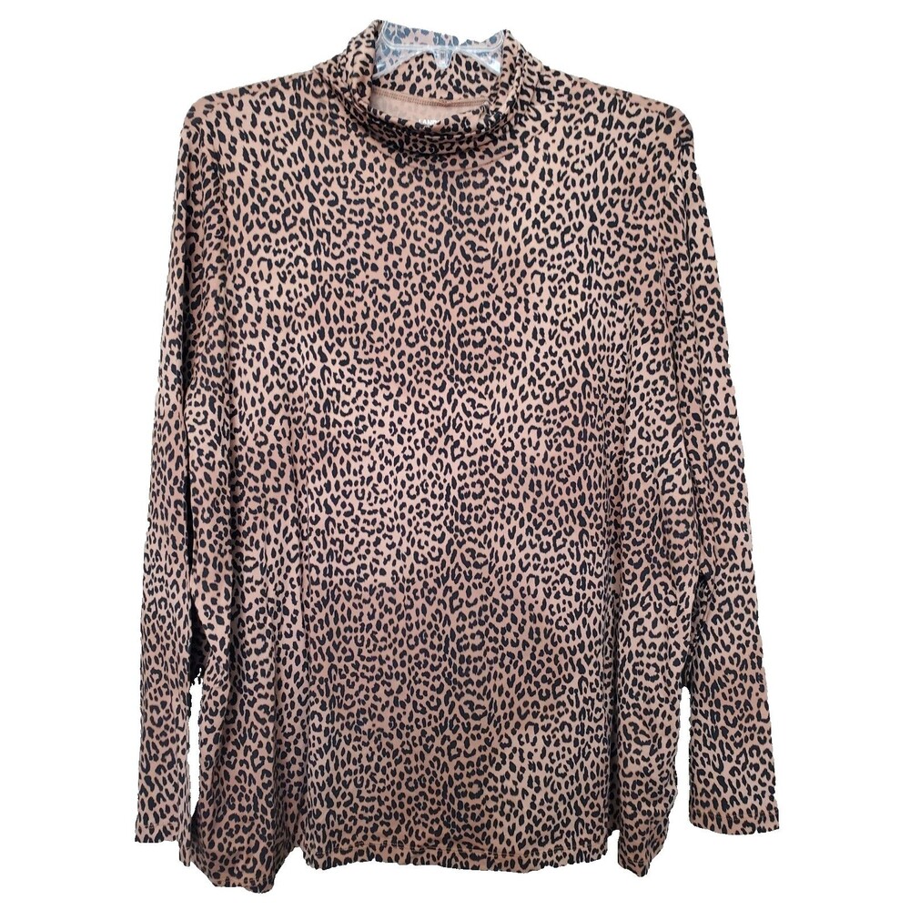 Lands' End Shaped Fit Cotton Blend Animal Print Long Sleeve Turtleneck Size 3X